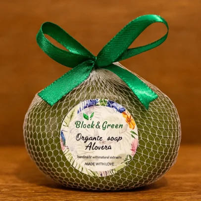 Black and Green herbal Soap (Alovera) front