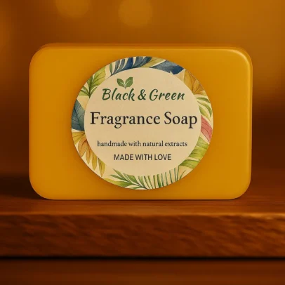 Black and Green fragrance Soap (freshful) front